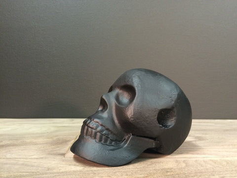 Black Cast Iron Skull ~ Modern Home Decor ~ Retro Matte Black Goth Pop Art