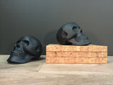 Black Cast Iron Skulls ~ Modern Home Decor Bookends~ Retro Black Goth Pop Art