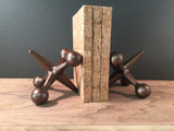 Cast Iron Copper Jacks Bookends - Mid Century Modern Style Home Decor